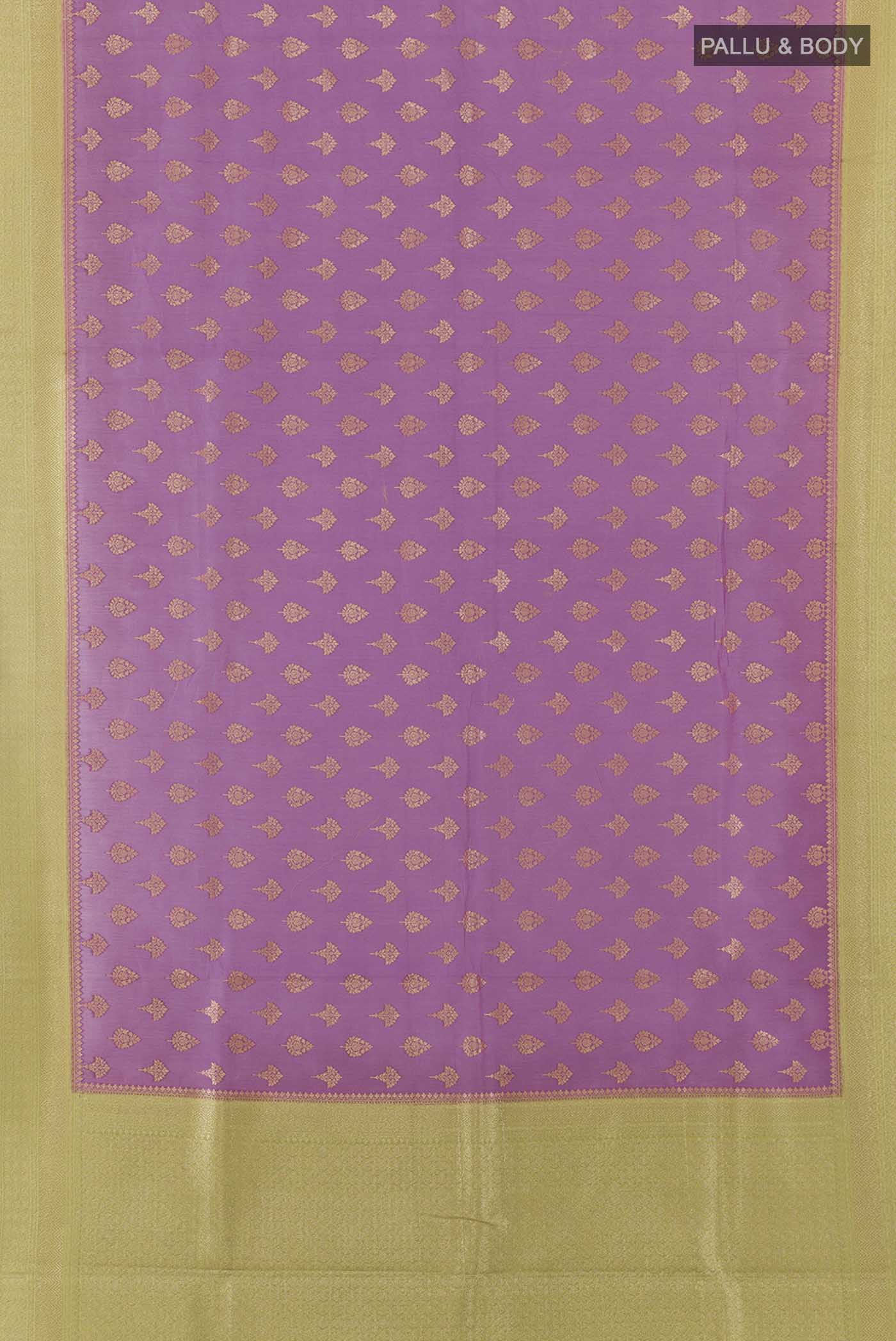 Dark Pink Blended Banarasi Kora Cotton Saree - Image 3