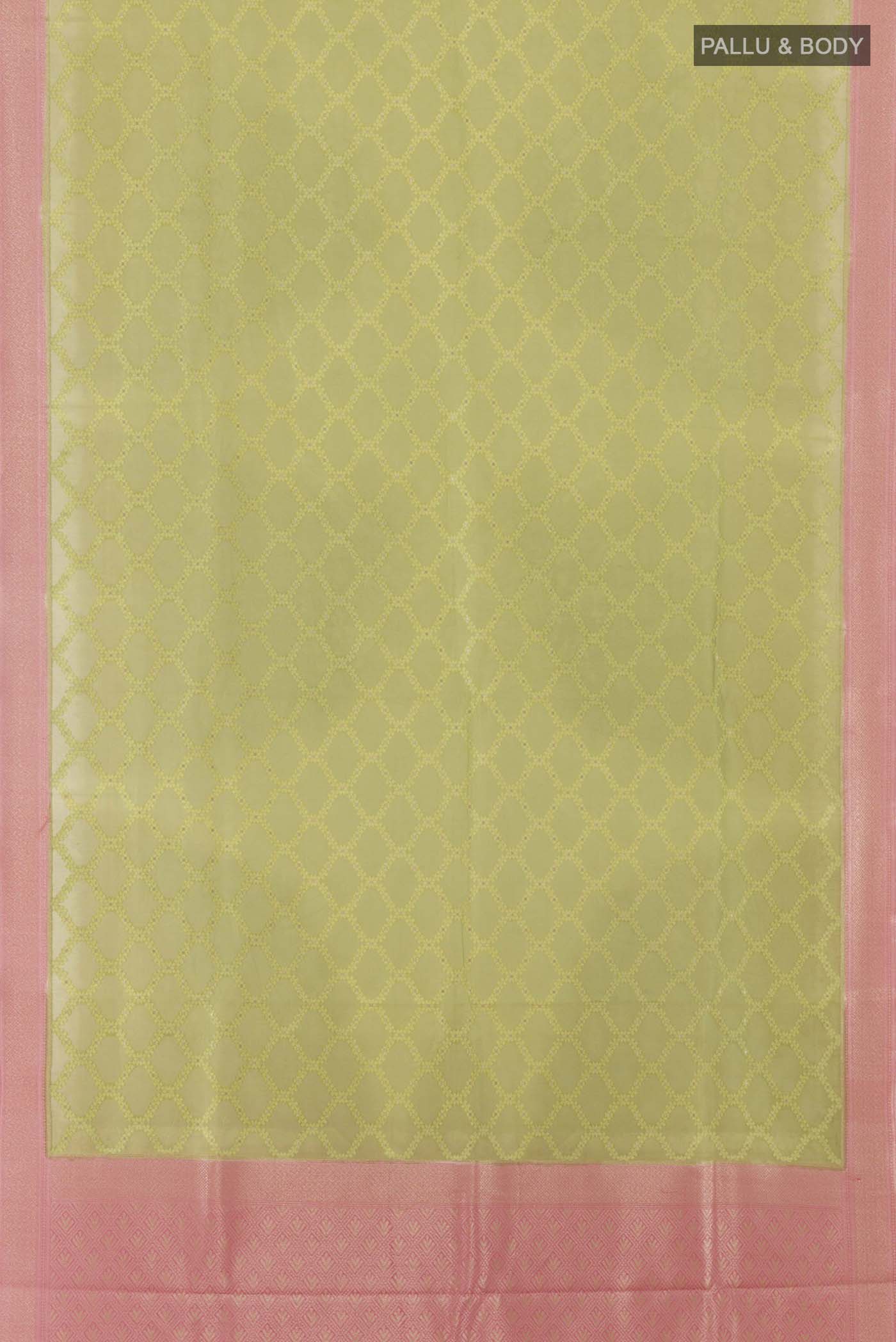 Green Blended Banarasi Kora Cotton Saree - Image 3