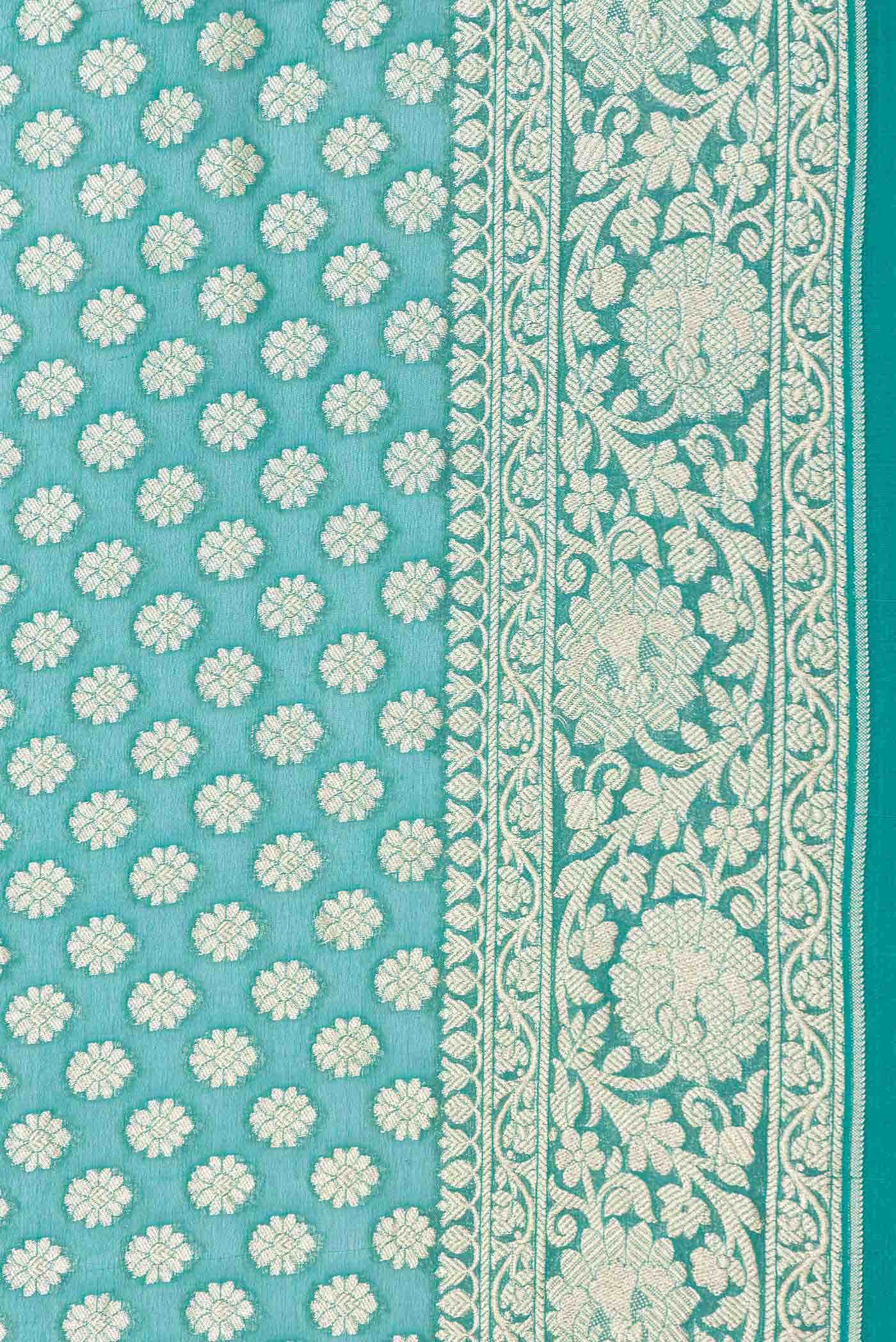 Green Dual Tone Banarasi Georgette Saree - Image 3