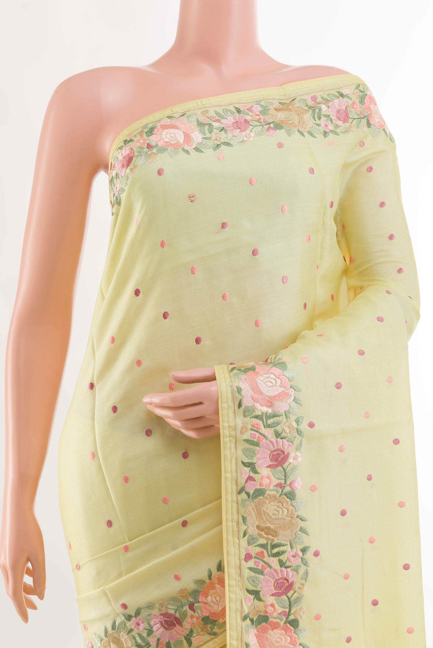 Yellow Tussar Saree - Image 4